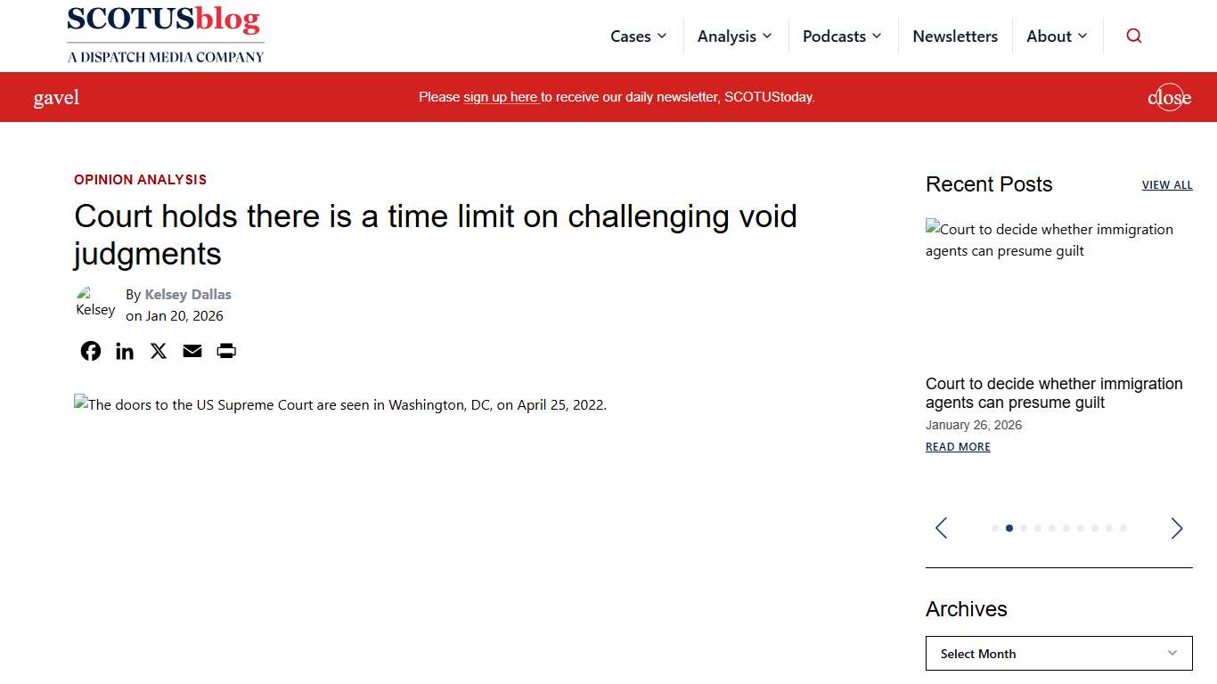 Court holds there is a time limit on challenging void judgments - SCOTUSblog