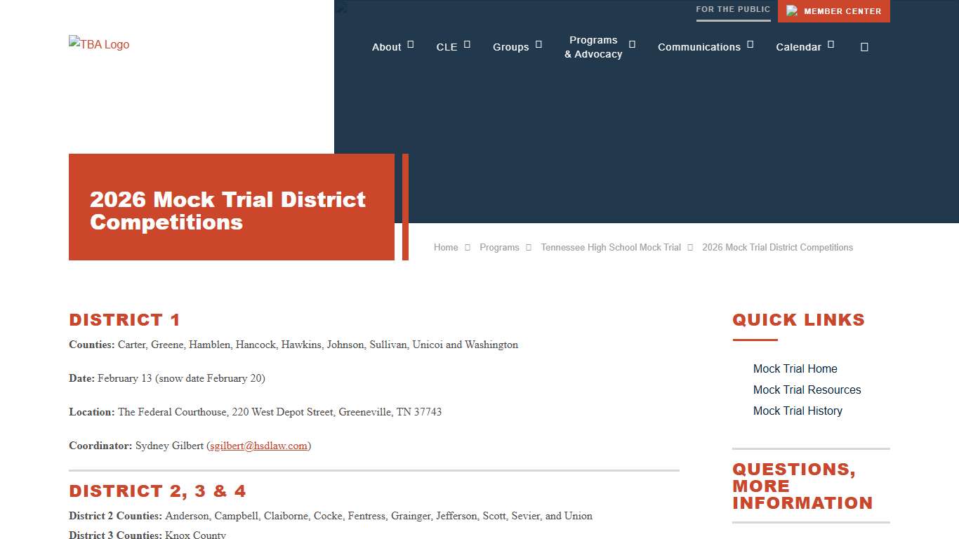2026 Mock Trial District Competitions